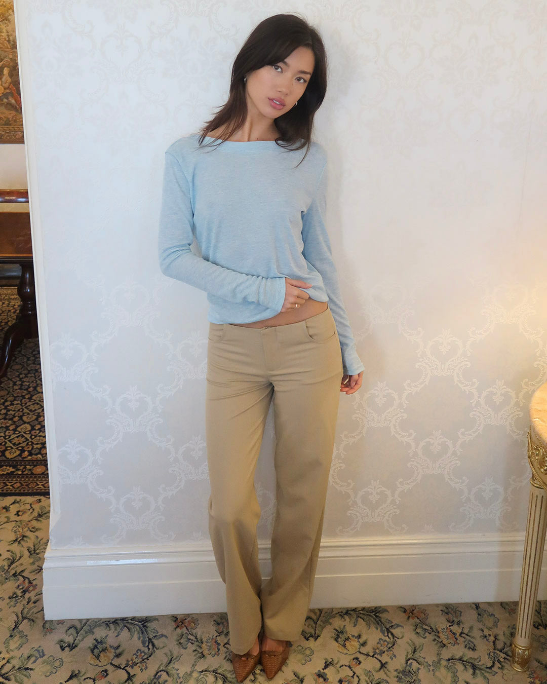VDM The Label Harley Pant featuring relaxed straight leg, low-rise waist, lightweight viscose blend.