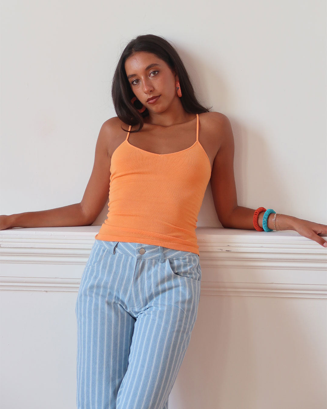 Miki women's singlet top with tapered v strap back and butterfly knit