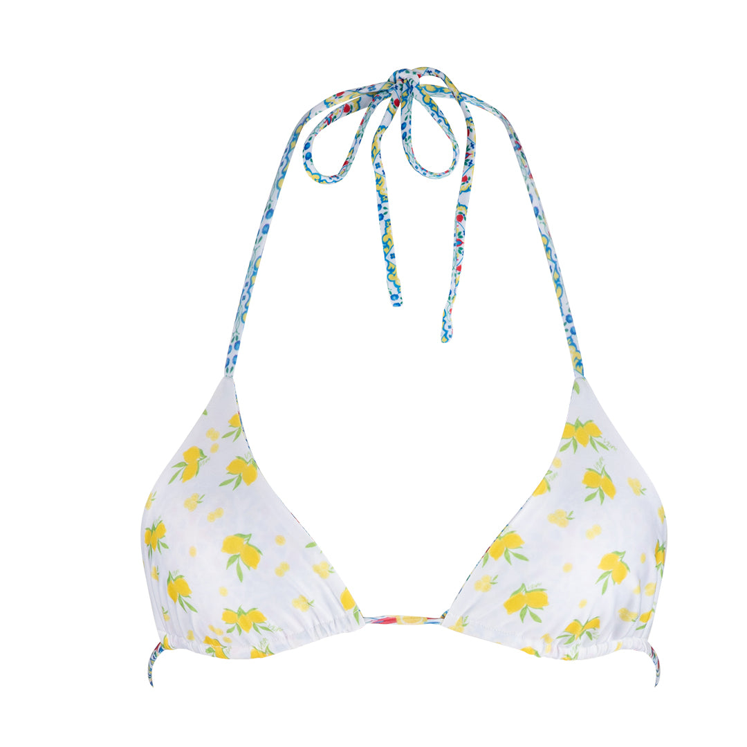 The Positano - Lemon Print Triangle Bikini Top