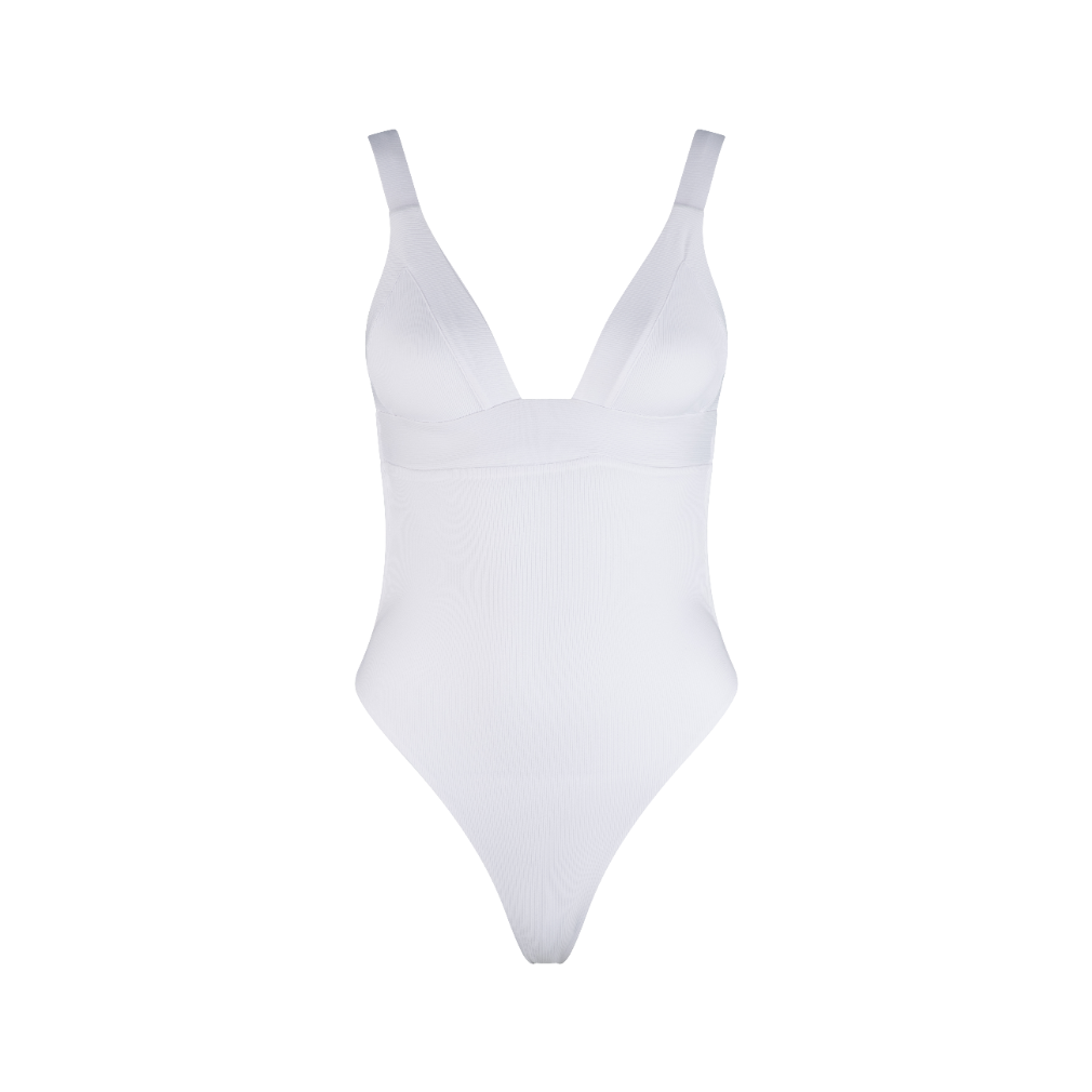 Olivia White Rib One-Piece Swimsuit