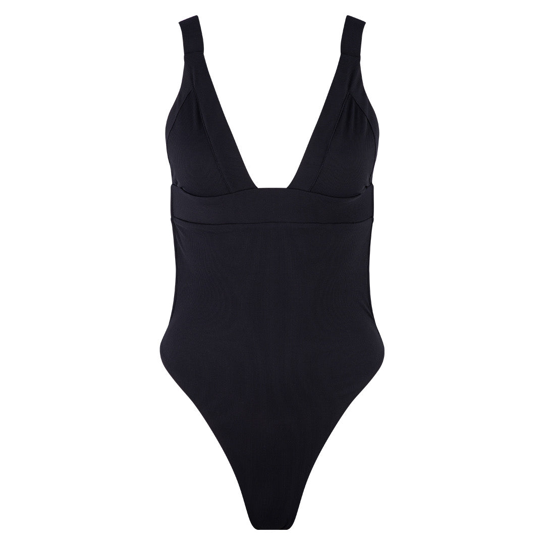 Olivia Black Rib One-Piece Swimsuit